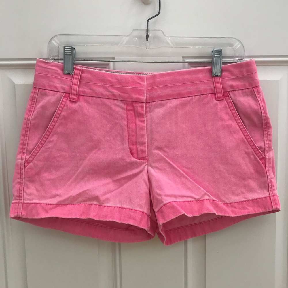 J. CREW Weathered Classic Twill NEON PINK Chino SHORTS